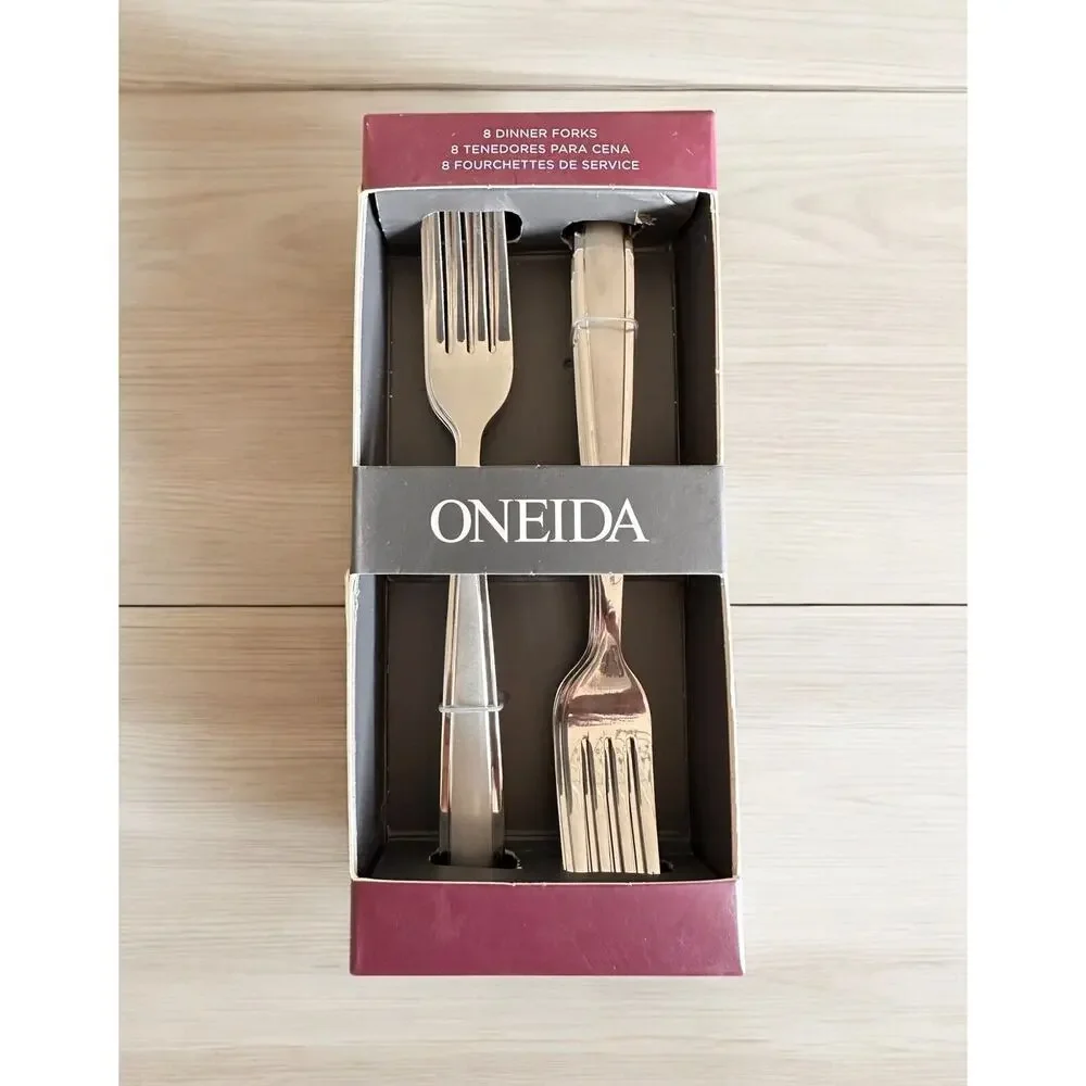 NEW Oneida Peninsula-Castle-Jordan-Laura (Stainless) 8 Dinner Forks Frosted